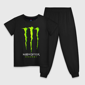 Детская пижама хлопок с принтом MONSTER ENERGY в Кировске, 100% хлопок |  брюки и футболка прямого кроя, без карманов, на брюках мягкая резинка на поясе и по низу штанин
 | Тематика изображения на принте: black monster | bmx | claw | cybersport | energy | monster | monster energy | moto | motocross | race | sport | киберспорт | когти | монстер энерджи | монстр | мото | мотокросс | ралли | скейтбординг | спорт | т | энергия