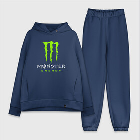 Женский костюм хлопок Oversize с принтом MONSTER ENERGY в Кировске,  |  | black monster | bmx | claw | cybersport | energy | monster | monster energy | moto | motocross | race | sport | киберспорт | когти | монстер энерджи | монстр | мото | мотокросс | ралли | скейтбординг | спорт | т | энергия