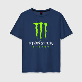 Женская футболка хлопок Oversize с принтом MONSTER ENERGY в Кировске, 100% хлопок | свободный крой, круглый ворот, спущенный рукав, длина до линии бедер
 | black monster | bmx | claw | cybersport | energy | monster | monster energy | moto | motocross | race | sport | киберспорт | когти | монстер энерджи | монстр | мото | мотокросс | ралли | скейтбординг | спорт | т | энергия