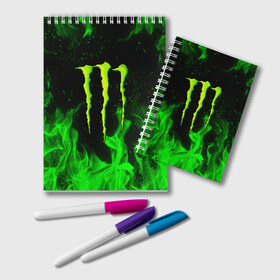 Блокнот с принтом MONSTER ENERGY в Кировске, 100% бумага | 48 листов, плотность листов — 60 г/м2, плотность картонной обложки — 250 г/м2. Листы скреплены удобной пружинной спиралью. Цвет линий — светло-серый
 | black monster | bmx | claw | cybersport | energy | monster | monster energy | moto | motocross | race | sport | киберспорт | когти | монстер энерджи | монстр | мото | мотокросс | ралли | скейтбординг | спорт | т | энергия