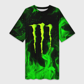 Платье-футболка 3D с принтом MONSTER ENERGY в Кировске,  |  | black monster | bmx | claw | cybersport | energy | monster | monster energy | moto | motocross | race | sport | киберспорт | когти | монстер энерджи | монстр | мото | мотокросс | ралли | скейтбординг | спорт | т | энергия