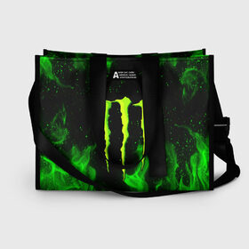 Сумка-шоппер 3D с принтом MONSTER ENERGY в Кировске, 100% полиэстер | застегивается на металлическую кнопку; внутренний карман застегивается на молнию. Стенки укреплены специальным мягким материалом, чтобы защитить содержимое от несильных ударов
 | black monster | bmx | claw | cybersport | energy | monster | monster energy | moto | motocross | race | sport | киберспорт | когти | монстер энерджи | монстр | мото | мотокросс | ралли | скейтбординг | спорт | т | энергия