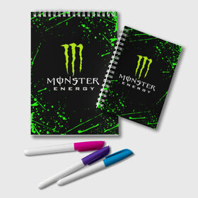 Блокнот с принтом MONSTER ENERGY в Кировске, 100% бумага | 48 листов, плотность листов — 60 г/м2, плотность картонной обложки — 250 г/м2. Листы скреплены удобной пружинной спиралью. Цвет линий — светло-серый
 | black monster | bmx | claw | cybersport | energy | monster | monster energy | moto | motocross | race | sport | киберспорт | когти | монстер энерджи | монстр | мото | мотокросс | ралли | скейтбординг | спорт | т | энергия