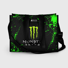 Сумка-шоппер 3D с принтом MONSTER ENERGY в Кировске, 100% полиэстер | застегивается на металлическую кнопку; внутренний карман застегивается на молнию. Стенки укреплены специальным мягким материалом, чтобы защитить содержимое от несильных ударов
 | black monster | bmx | claw | cybersport | energy | monster | monster energy | moto | motocross | race | sport | киберспорт | когти | монстер энерджи | монстр | мото | мотокросс | ралли | скейтбординг | спорт | т | энергия