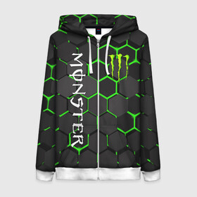 Женская толстовка 3D на молнии с принтом MONSTER ENERGY в Кировске, 100% полиэстер | длина до линии бедра, манжеты и пояс оформлены мягкой тканевой резинкой, двухслойный капюшон со шнурком для регулировки, спереди молния, по бокам два кармана | black monster | bmx | claw | cybersport | energy | monster | monster energy | moto | motocross | race | sport | киберспорт | когти | монстер энерджи | монстр | мото | мотокросс | ралли | скейтбординг | спорт | т | энергия