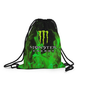 Рюкзак-мешок 3D с принтом MONSTER ENERGY в Кировске, 100% полиэстер | плотность ткани — 200 г/м2, размер — 35 х 45 см; лямки — толстые шнурки, застежка на шнуровке, без карманов и подкладки | black monster | bmx | claw | cybersport | energy | monster | monster energy | moto | motocross | race | sport | киберспорт | когти | монстер энерджи | монстр | мото | мотокросс | ралли | скейтбординг | спорт | т | энергия