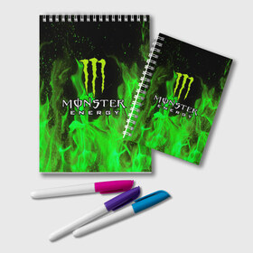 Блокнот с принтом MONSTER ENERGY в Кировске, 100% бумага | 48 листов, плотность листов — 60 г/м2, плотность картонной обложки — 250 г/м2. Листы скреплены удобной пружинной спиралью. Цвет линий — светло-серый
 | black monster | bmx | claw | cybersport | energy | monster | monster energy | moto | motocross | race | sport | киберспорт | когти | монстер энерджи | монстр | мото | мотокросс | ралли | скейтбординг | спорт | т | энергия