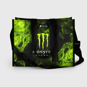 Сумка-шоппер 3D с принтом MONSTER ENERGY в Кировске, 100% полиэстер | застегивается на металлическую кнопку; внутренний карман застегивается на молнию. Стенки укреплены специальным мягким материалом, чтобы защитить содержимое от несильных ударов
 | black monster | bmx | claw | cybersport | energy | monster | monster energy | moto | motocross | race | sport | киберспорт | когти | монстер энерджи | монстр | мото | мотокросс | ралли | скейтбординг | спорт | т | энергия