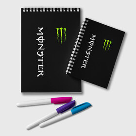 Блокнот с принтом MONSTER ENERGY в Кировске, 100% бумага | 48 листов, плотность листов — 60 г/м2, плотность картонной обложки — 250 г/м2. Листы скреплены удобной пружинной спиралью. Цвет линий — светло-серый
 | black monster | bmx | claw | cybersport | energy | monster | monster energy | moto | motocross | race | sport | киберспорт | когти | монстер энерджи | монстр | мото | мотокросс | ралли | скейтбординг | спорт | т | энергия