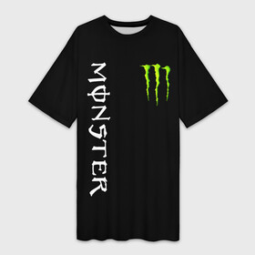 Платье-футболка 3D с принтом MONSTER ENERGY в Кировске,  |  | black monster | bmx | claw | cybersport | energy | monster | monster energy | moto | motocross | race | sport | киберспорт | когти | монстер энерджи | монстр | мото | мотокросс | ралли | скейтбординг | спорт | т | энергия