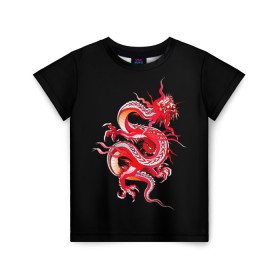 Детская футболка 3D с принтом Дракон в Кировске, 100% гипоаллергенный полиэфир | прямой крой, круглый вырез горловины, длина до линии бедер, чуть спущенное плечо, ткань немного тянется | арт | дракон | дракоша | животные | картинка | китайский дракон | красный дракон | рисунок | японский дракон | ящер