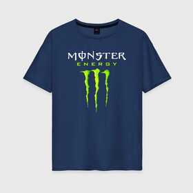 Женская футболка хлопок Oversize с принтом MONSTER ENERGY в Кировске, 100% хлопок | свободный крой, круглый ворот, спущенный рукав, длина до линии бедер
 | black monster | bmx | claw | cybersport | energy | monster | monster energy | moto | motocross | race | sport | киберспорт | когти | монстер энерджи | монстр | мото | мотокросс | ралли | скейтбординг | спорт | т | энергия