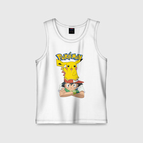 Детская майка хлопок с принтом Pokemon в Кировске,  |  | anime | pikachu | pokemon | pokemon logo | аниме | анимэ | пика | пикачу | покемон | покемон лого | покемон постер | эш и пикачу | эш кетчум | японский