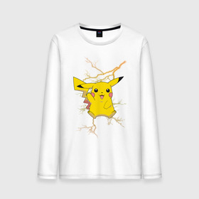 Мужской лонгслив хлопок с принтом Pikachu в Кировске, 100% хлопок |  | anime | pikachu | pokemon | pokemon logo | аниме | анимэ | пика | пикачу | покемон | покемон постер | эш и пикачу | эш кетчум | япония | японский