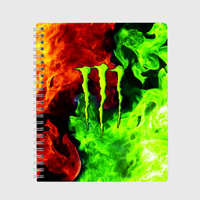 Тетрадь с принтом MONSTER ENERGY в Кировске, 100% бумага | 48 листов, плотность листов — 60 г/м2, плотность картонной обложки — 250 г/м2. Листы скреплены сбоку удобной пружинной спиралью. Уголки страниц и обложки скругленные. Цвет линий — светло-серый
 | black monster | bmx | claw | cybersport | energy | monster | monster energy | moto | motocross | race | sport | киберспорт | когти | монстер энерджи | монстр | мото | мотокросс | ралли | скейтбординг | спорт | т | энергия