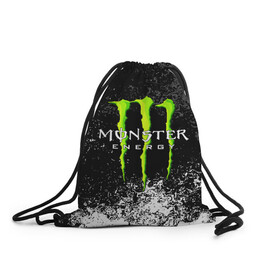 Рюкзак-мешок 3D с принтом MONSTER ENERGY в Кировске, 100% полиэстер | плотность ткани — 200 г/м2, размер — 35 х 45 см; лямки — толстые шнурки, застежка на шнуровке, без карманов и подкладки | black monster | bmx | claw | cybersport | energy | monster | monster energy | moto | motocross | race | sport | киберспорт | когти | монстер энерджи | монстр | мото | мотокросс | ралли | скейтбординг | спорт | т | энергия