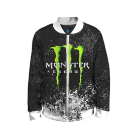 Детский бомбер 3D с принтом MONSTER ENERGY в Кировске, 100% полиэстер | застегивается на молнию, по бокам два кармана без застежек, мягкие манжеты, по низу бомбера и на воротнике — эластичная резинка | Тематика изображения на принте: black monster | bmx | claw | cybersport | energy | monster | monster energy | moto | motocross | race | sport | киберспорт | когти | монстер энерджи | монстр | мото | мотокросс | ралли | скейтбординг | спорт | т | энергия