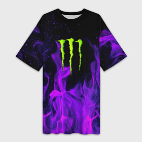 Платье-футболка 3D с принтом MONSTER ENERGY в Кировске,  |  | black monster | bmx | claw | cybersport | energy | monster | monster energy | moto | motocross | race | sport | киберспорт | когти | монстер энерджи | монстр | мото | мотокросс | ралли | скейтбординг | спорт | т | энергия