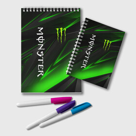 Блокнот с принтом MONSTER ENERGY в Кировске, 100% бумага | 48 листов, плотность листов — 60 г/м2, плотность картонной обложки — 250 г/м2. Листы скреплены удобной пружинной спиралью. Цвет линий — светло-серый
 | black monster | bmx | claw | cybersport | energy | monster | monster energy | moto | motocross | race | sport | киберспорт | когти | монстер энерджи | монстр | мото | мотокросс | ралли | скейтбординг | спорт | т | энергия