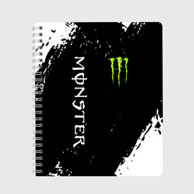 Тетрадь с принтом MONSTER ENERGY в Кировске, 100% бумага | 48 листов, плотность листов — 60 г/м2, плотность картонной обложки — 250 г/м2. Листы скреплены сбоку удобной пружинной спиралью. Уголки страниц и обложки скругленные. Цвет линий — светло-серый
 | black monster | bmx | claw | cybersport | energy | monster | monster energy | moto | motocross | race | sport | киберспорт | когти | монстер энерджи | монстр | мото | мотокросс | ралли | скейтбординг | спорт | т | энергия