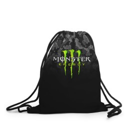 Рюкзак-мешок 3D с принтом MONSTER ENERGY в Кировске, 100% полиэстер | плотность ткани — 200 г/м2, размер — 35 х 45 см; лямки — толстые шнурки, застежка на шнуровке, без карманов и подкладки | black monster | bmx | claw | cybersport | energy | monster | monster energy | moto | motocross | race | sport | киберспорт | когти | монстер энерджи | монстр | мото | мотокросс | ралли | скейтбординг | спорт | т | энергия