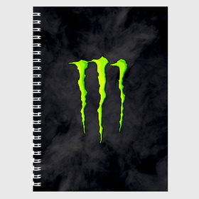 Тетрадь с принтом MONSTER ENERGY в Кировске, 100% бумага | 48 листов, плотность листов — 60 г/м2, плотность картонной обложки — 250 г/м2. Листы скреплены сбоку удобной пружинной спиралью. Уголки страниц и обложки скругленные. Цвет линий — светло-серый
 | Тематика изображения на принте: black monster | bmx | claw | cybersport | energy | monster | monster energy | moto | motocross | race | sport | киберспорт | когти | монстер энерджи | монстр | мото | мотокросс | ралли | скейтбординг | спорт | т | энергия
