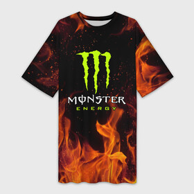 Платье-футболка 3D с принтом MONSTER ENERGY в Кировске,  |  | black monster | bmx | claw | cybersport | energy | monster | monster energy | moto | motocross | race | sport | киберспорт | когти | монстер энерджи | монстр | мото | мотокросс | ралли | скейтбординг | спорт | т | энергия