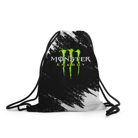 Рюкзак-мешок 3D с принтом MONSTER ENERGY  в Кировске, 100% полиэстер | плотность ткани — 200 г/м2, размер — 35 х 45 см; лямки — толстые шнурки, застежка на шнуровке, без карманов и подкладки | black monster | bmx | claw | cybersport | energy | monster | monster energy | moto | motocross | race | sport | киберспорт | когти | монстер энерджи | монстр | мото | мотокросс | ралли | скейтбординг | спорт | т | энергия