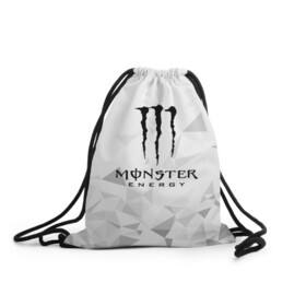 Рюкзак-мешок 3D с принтом MONSTER ENERGY  в Кировске, 100% полиэстер | плотность ткани — 200 г/м2, размер — 35 х 45 см; лямки — толстые шнурки, застежка на шнуровке, без карманов и подкладки | black monster | bmx | claw | cybersport | energy | monster | monster energy | moto | motocross | race | sport | киберспорт | когти | монстер энерджи | монстр | мото | мотокросс | ралли | скейтбординг | спорт | т | энергия