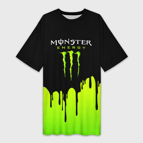 Платье-футболка 3D с принтом MONSTER ENERGY в Кировске,  |  | black monster | bmx | claw | cybersport | energy | monster | monster energy | moto | motocross | race | sport | киберспорт | когти | монстер энерджи | монстр | мото | мотокросс | ралли | скейтбординг | спорт | т | энергия