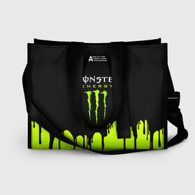 Сумка-шоппер 3D с принтом MONSTER ENERGY в Кировске, 100% полиэстер | застегивается на металлическую кнопку; внутренний карман застегивается на молнию. Стенки укреплены специальным мягким материалом, чтобы защитить содержимое от несильных ударов
 | black monster | bmx | claw | cybersport | energy | monster | monster energy | moto | motocross | race | sport | киберспорт | когти | монстер энерджи | монстр | мото | мотокросс | ралли | скейтбординг | спорт | т | энергия