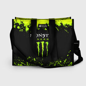 Сумка-шоппер 3D с принтом MONSTER ENERGY в Кировске, 100% полиэстер | застегивается на металлическую кнопку; внутренний карман застегивается на молнию. Стенки укреплены специальным мягким материалом, чтобы защитить содержимое от несильных ударов
 | black monster | bmx | claw | cybersport | energy | monster | monster energy | moto | motocross | race | sport | киберспорт | когти | монстер энерджи | монстр | мото | мотокросс | ралли | скейтбординг | спорт | т | энергия