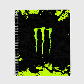 Тетрадь с принтом MONSTER ENERGY в Кировске, 100% бумага | 48 листов, плотность листов — 60 г/м2, плотность картонной обложки — 250 г/м2. Листы скреплены сбоку удобной пружинной спиралью. Уголки страниц и обложки скругленные. Цвет линий — светло-серый
 | black monster | bmx | claw | cybersport | energy | monster | monster energy | moto | motocross | race | sport | киберспорт | когти | монстер энерджи | монстр | мото | мотокросс | ралли | скейтбординг | спорт | т | энергия