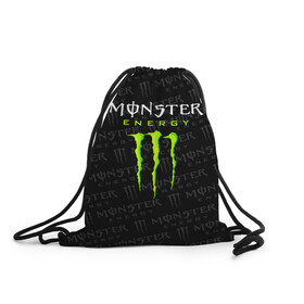 Рюкзак-мешок 3D с принтом MONSTER ENERGY  в Кировске, 100% полиэстер | плотность ткани — 200 г/м2, размер — 35 х 45 см; лямки — толстые шнурки, застежка на шнуровке, без карманов и подкладки | black monster | bmx | claw | cybersport | energy | monster | monster energy | moto | motocross | race | sport | киберспорт | когти | монстер энерджи | монстр | мото | мотокросс | ралли | скейтбординг | спорт | т | энергия