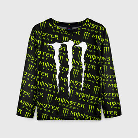 Детский лонгслив 3D с принтом MONSTER ENERGY  в Кировске, 100% полиэстер | длинные рукава, круглый вырез горловины, полуприлегающий силуэт
 | black monster | bmx | claw | cybersport | energy | monster | monster energy | moto | motocross | race | sport | киберспорт | когти | монстер энерджи | монстр | мото | мотокросс | ралли | скейтбординг | спорт | т | энергия