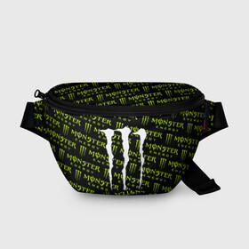 Поясная сумка 3D с принтом MONSTER ENERGY  в Кировске, 100% полиэстер | плотная ткань, ремень с регулируемой длиной, внутри несколько карманов для мелочей, основное отделение и карман с обратной стороны сумки застегиваются на молнию | black monster | bmx | claw | cybersport | energy | monster | monster energy | moto | motocross | race | sport | киберспорт | когти | монстер энерджи | монстр | мото | мотокросс | ралли | скейтбординг | спорт | т | энергия