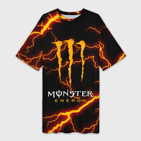 Платье-футболка 3D с принтом MONSTER ENERGY в Кировске,  |  | black monster | bmx | claw | cybersport | energy | monster | monster energy | moto | motocross | race | sport | киберспорт | когти | монстер энерджи | монстр | мото | мотокросс | ралли | скейтбординг | спорт | т | энергия