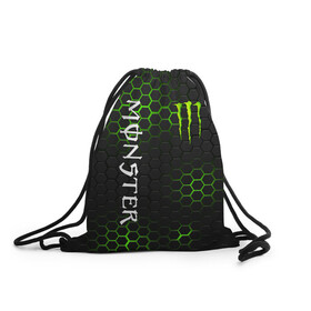 Рюкзак-мешок 3D с принтом MONSTER ENERGY  в Кировске, 100% полиэстер | плотность ткани — 200 г/м2, размер — 35 х 45 см; лямки — толстые шнурки, застежка на шнуровке, без карманов и подкладки | black monster | bmx | claw | cybersport | energy | monster | monster energy | moto | motocross | race | sport | киберспорт | когти | монстер энерджи | монстр | мото | мотокросс | ралли | скейтбординг | спорт | т | энергия