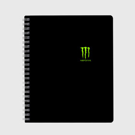 Тетрадь с принтом MONSTER ENERGY (+спина) (Z) в Кировске, 100% бумага | 48 листов, плотность листов — 60 г/м2, плотность картонной обложки — 250 г/м2. Листы скреплены сбоку удобной пружинной спиралью. Уголки страниц и обложки скругленные. Цвет линий — светло-серый
 | black monster | bmx | claw | cybersport | energy | monster | monster energy | moto | motocross | race | sport | киберспорт | когти | монстер энерджи | монстр | мото | мотокросс | ралли | скейтбординг | спорт | т | энергия