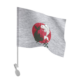 Флаг для автомобиля с принтом Japan style в Кировске, 100% полиэстер | Размер: 30*21 см | арт | гармония | животные | инь янь | карп | картинка | красная луна | подарок | рисунок | самурай | цыгун | японский