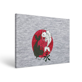 Холст прямоугольный с принтом Japan style в Кировске, 100% ПВХ |  | арт | гармония | животные | инь янь | карп | картинка | красная луна | подарок | рисунок | самурай | цыгун | японский