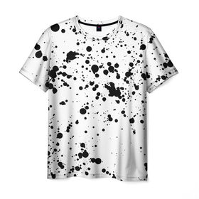 Мужская футболка 3D с принтом Далматинец в Кировске, 100% полиэфир | прямой крой, круглый вырез горловины, длина до линии бедер | брызги краски | далматинец | краска | пятно | с брызгами | черные пятна