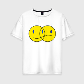 Женская футболка хлопок Oversize с принтом Смайл (Z) в Кировске, 100% хлопок | свободный крой, круглый ворот, спущенный рукав, длина до линии бедер
 | emoji | smail | smile | мордочка | рожица | смаил | смайл | улыбка | эмоджи