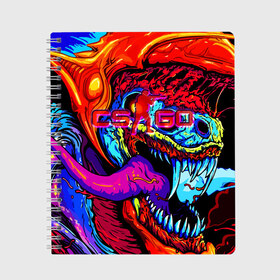 Тетрадь с принтом HYPER BEAST CS GO в Кировске, 100% бумага | 48 листов, плотность листов — 60 г/м2, плотность картонной обложки — 250 г/м2. Листы скреплены сбоку удобной пружинной спиралью. Уголки страниц и обложки скругленные. Цвет линий — светло-серый
 | Тематика изображения на принте: beast | cs | cs go | csgo | elite | global | go | hyper | hyper beast | master | nova | nova master | беаст | бест | бист | глобал | го | звезда | золотая | золотая звезда | кс | кс го | ксго | хайп | хайпер | элита