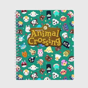 Тетрадь с принтом Animal Crossing в Кировске, 100% бумага | 48 листов, плотность листов — 60 г/м2, плотность картонной обложки — 250 г/м2. Листы скреплены сбоку удобной пружинной спиралью. Уголки страниц и обложки скругленные. Цвет линий — светло-серый
 | animal crossing | game | new horizons | nintendo | животные | игра | нинтендо