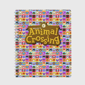 Тетрадь с принтом ANIMAL CROSSING в Кировске, 100% бумага | 48 листов, плотность листов — 60 г/м2, плотность картонной обложки — 250 г/м2. Листы скреплены сбоку удобной пружинной спиралью. Уголки страниц и обложки скругленные. Цвет линий — светло-серый
 | animal crossing | game | new horizons | nintendo | животные | игра | нинтендо