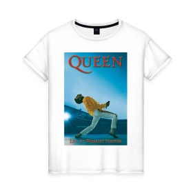Женская футболка хлопок с принтом Queen в Кировске, 100% хлопок | прямой крой, круглый вырез горловины, длина до линии бедер, слегка спущенное плечо | queen | арт | музыка | рок | фредди меркьюри