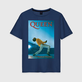 Женская футболка хлопок Oversize с принтом Queen в Кировске, 100% хлопок | свободный крой, круглый ворот, спущенный рукав, длина до линии бедер
 | queen | арт | музыка | рок | фредди меркьюри