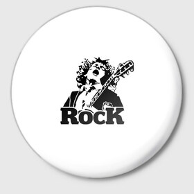 Значок с принтом Rock в Кировске,  металл | круглая форма, металлическая застежка в виде булавки | Тематика изображения на принте: ac dc | rock | арт | рок | рок н ролл | хард рок