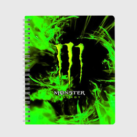 Тетрадь с принтом MONSTER ENERGY в Кировске, 100% бумага | 48 листов, плотность листов — 60 г/м2, плотность картонной обложки — 250 г/м2. Листы скреплены сбоку удобной пружинной спиралью. Уголки страниц и обложки скругленные. Цвет линий — светло-серый
 | black monster | bmx | claw | cybersport | energy | monster | monster energy | moto | motocross | race | sport | киберспорт | когти | монстер энерджи | монстр | мото | мотокросс | ралли | скейтбординг | спорт | энергия